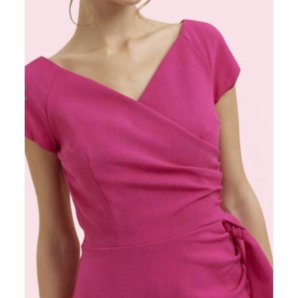 NEW THE PRETTY DRESS COMPANY hourglass faux wrap pencil dress in raspberry - Picture 2 of 3